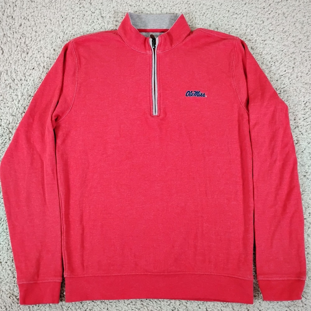 Ole Miss Rebels Johnnie O Sweater Mens Small Red Sully 1/4 Zip Sports Tri Blend